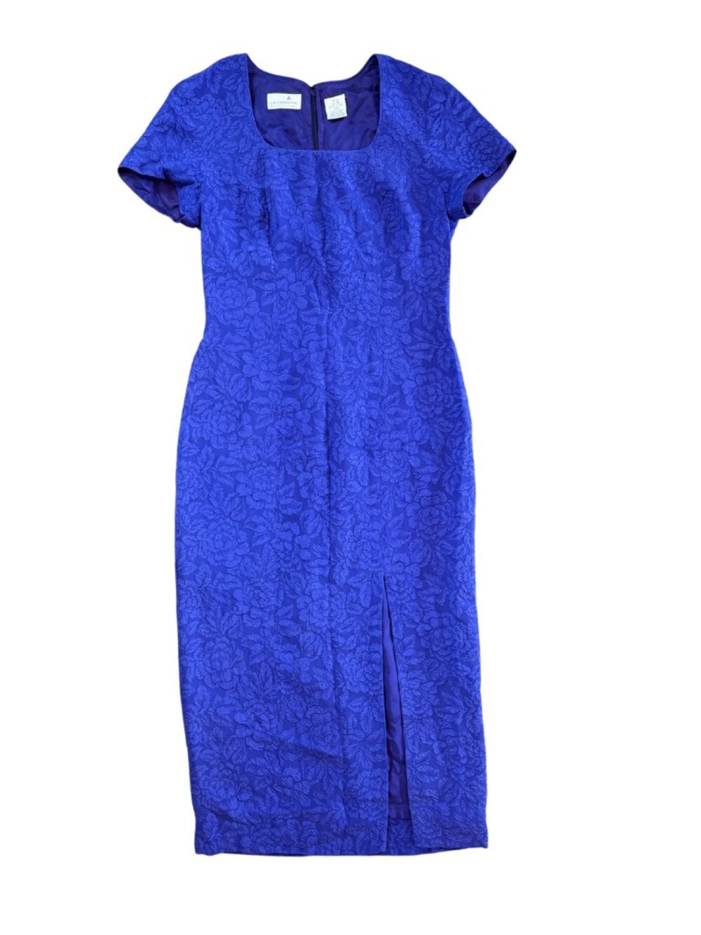 Vintage 90s Liz Claiborne 100% Silk Purple Jacquard Relief Long Evening Dress SP